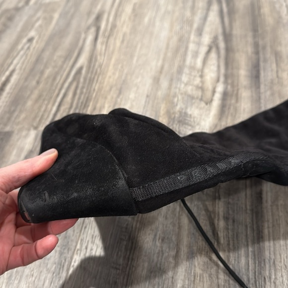 Prada Sport Black Suede Wedge Tall Shearling Leather Boots Size 38 - Picture 9 of 14